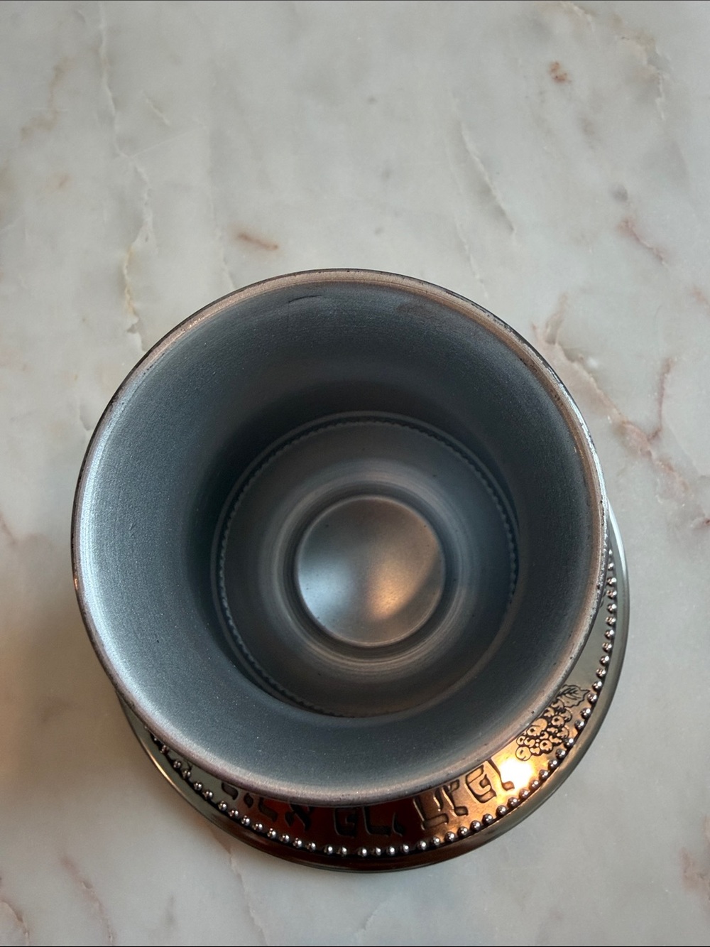 Silver Tone Kiddush Cup and Saucer Set - Picture 5 of 6